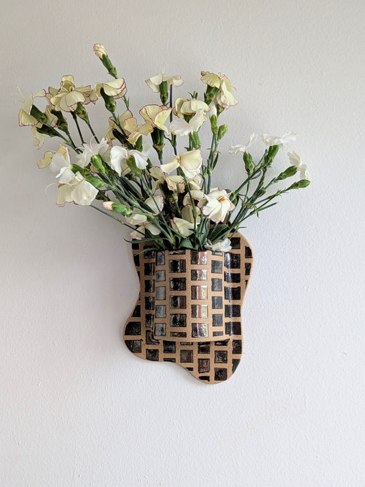 Chrome Tile wall vase
